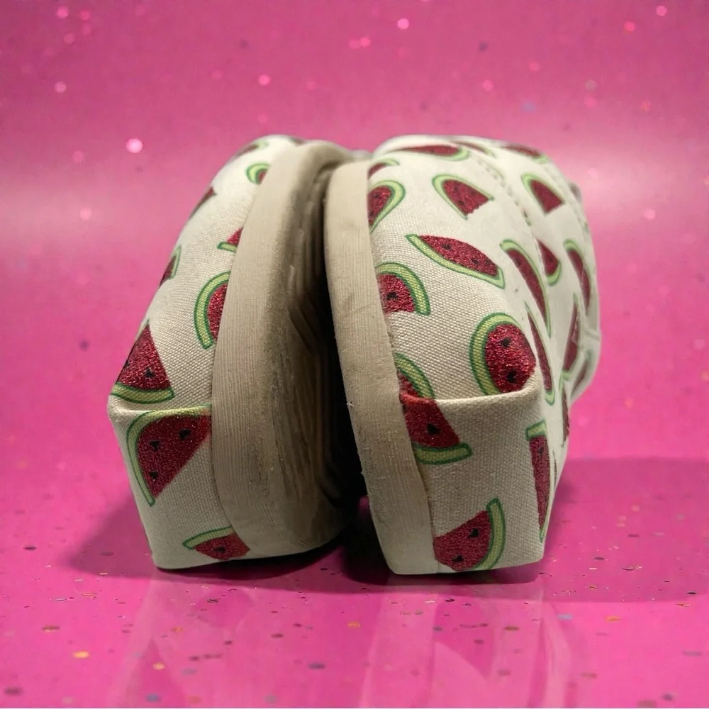 TOMS Women's Alpargata Natural Glitter Watermelon Print Shoes Size 12